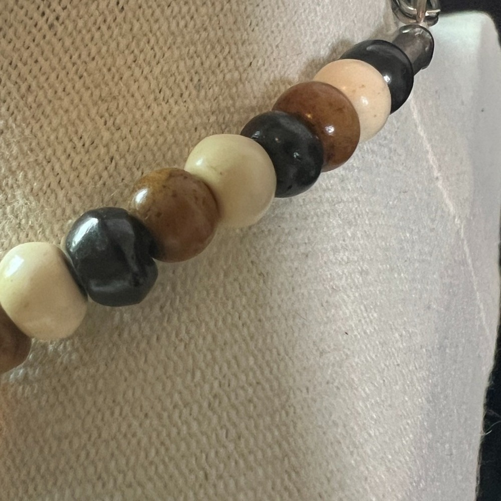 Vintage Bovine Bone & Horn Necklace 23" Chunky Tribal Style Beads Neutral Earthy - Picture 9 of 9
